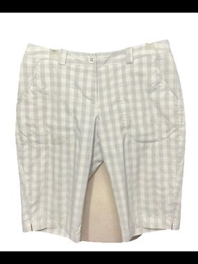 Nike Golf Tour Performance White Light Gray Gingham Bermuda Shorts Size 8